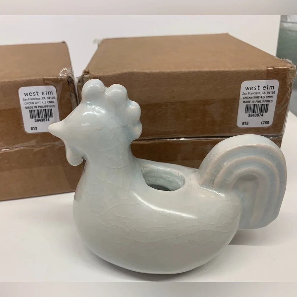 West Elm 2/$18 Chicken White Candle Taper Holder